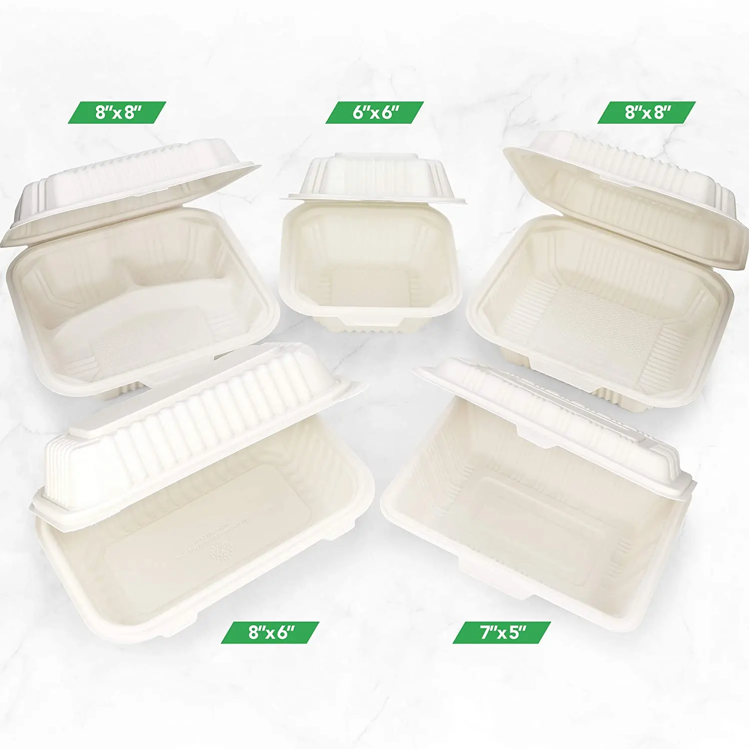 3 Compartment Disposable Corn Strach Lunch Box with Lid To Go Containers for Food