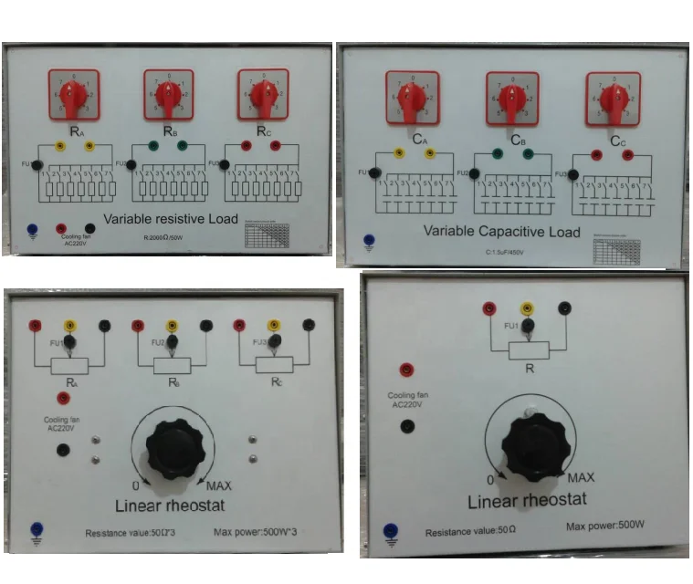 Single-Three phase Variable Resistive Load Variable Capacitive Load Linear Rheostat  laboratory apparatus trainer model