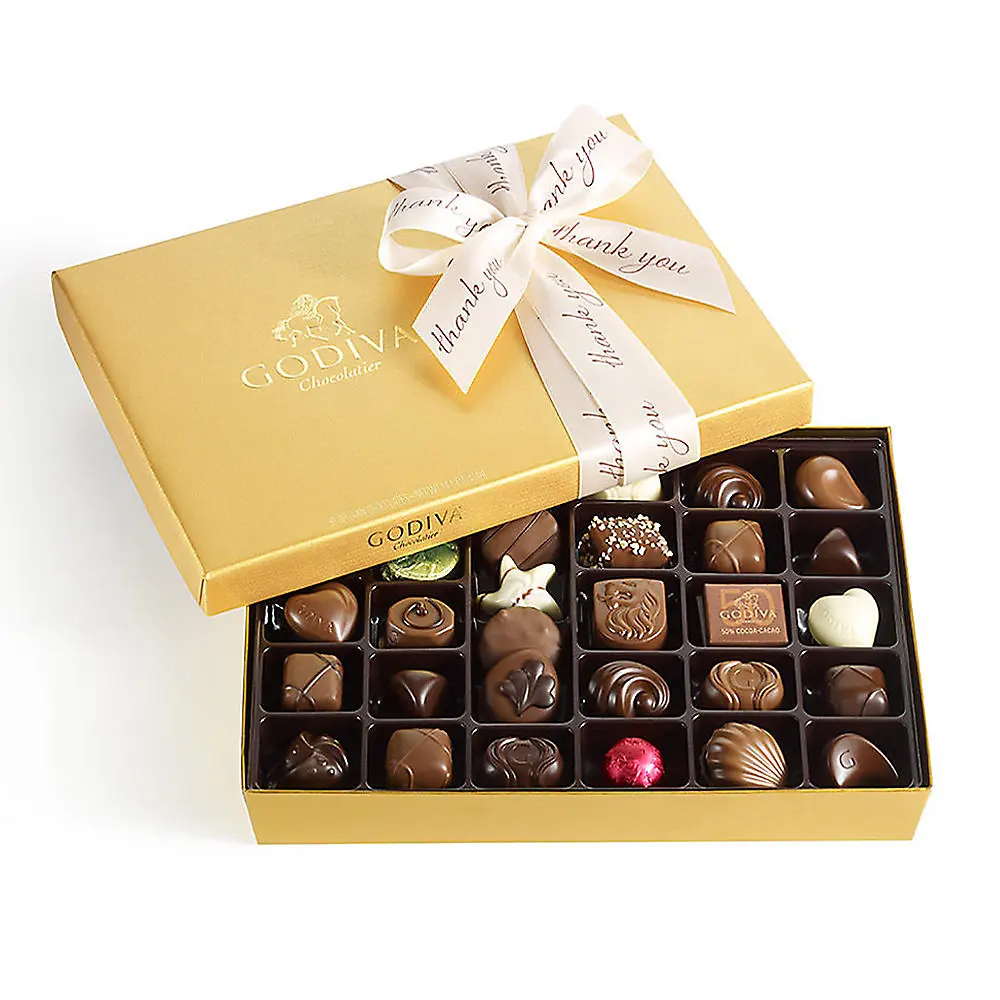 Plastic Dividers Insert Gold Birthday Chocolate Gift Box Packaging Luxury With Ribbon