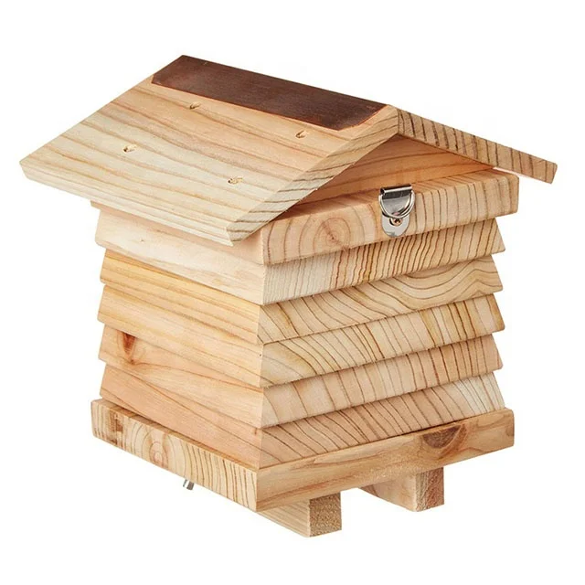Custom logo and packaging cheap eco friendly wooden mason bee house; Wholesale craft gift product bird house nest aviary