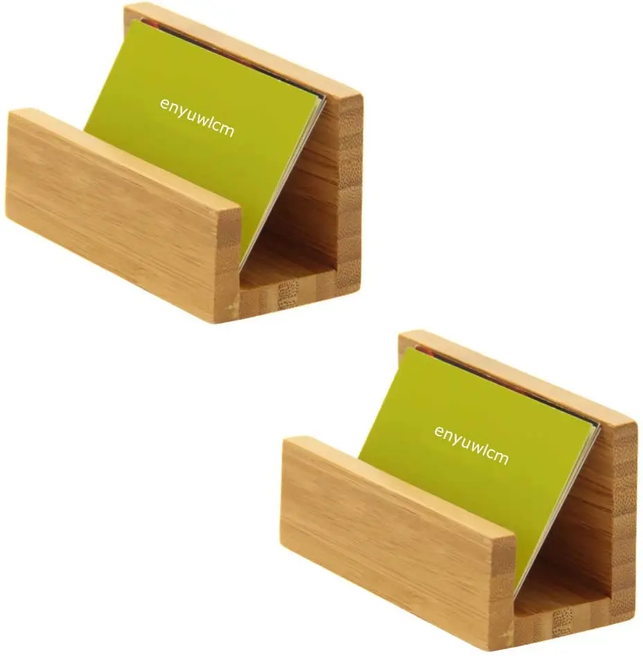 Bamboo Postcard Stand Wood Desktop Business Card Holder Display Stand for Office Desk