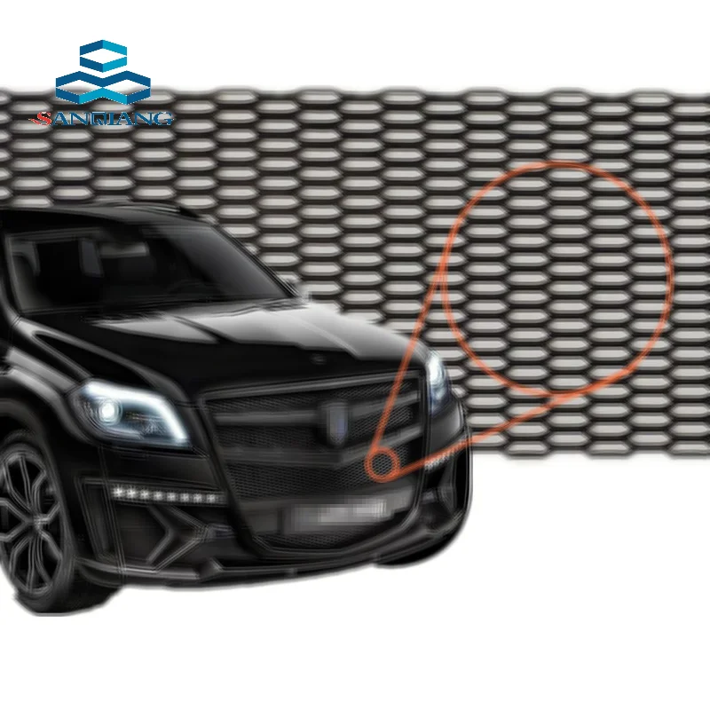 black aluminum diamond hexagonal hole car front hood bumper grill mesh