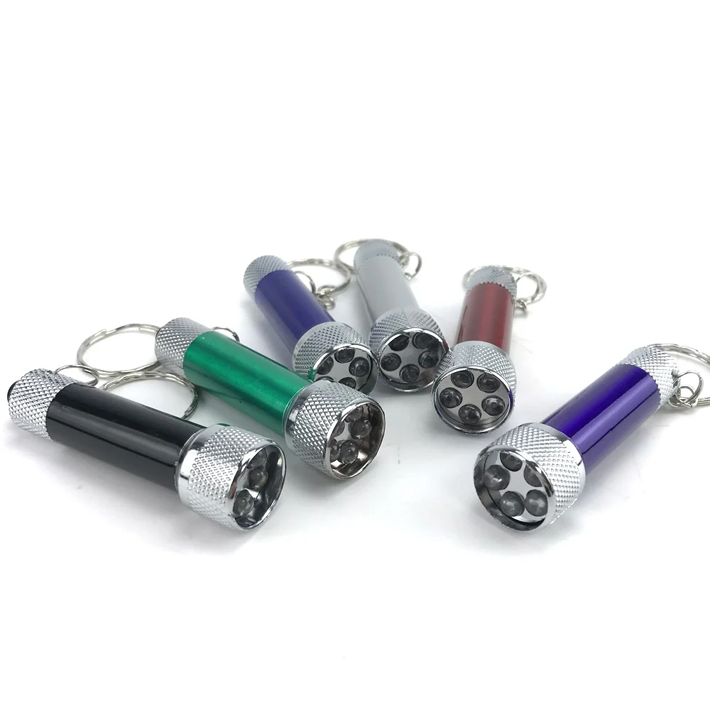 LFT010 Mini Aluminum Keychain Light 5 LED Strong Light Handle Torch Flashlights