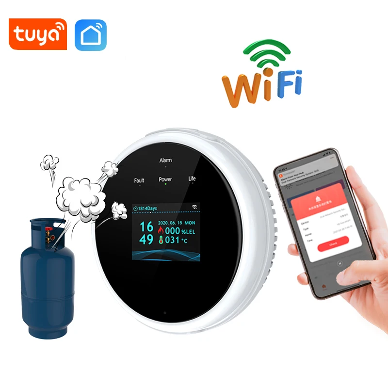 Wifi Natural Gas Sensor Combustible Household Smart LPG Gas Alarm Detector Leakage Sensor Wifi Temperature Detectors