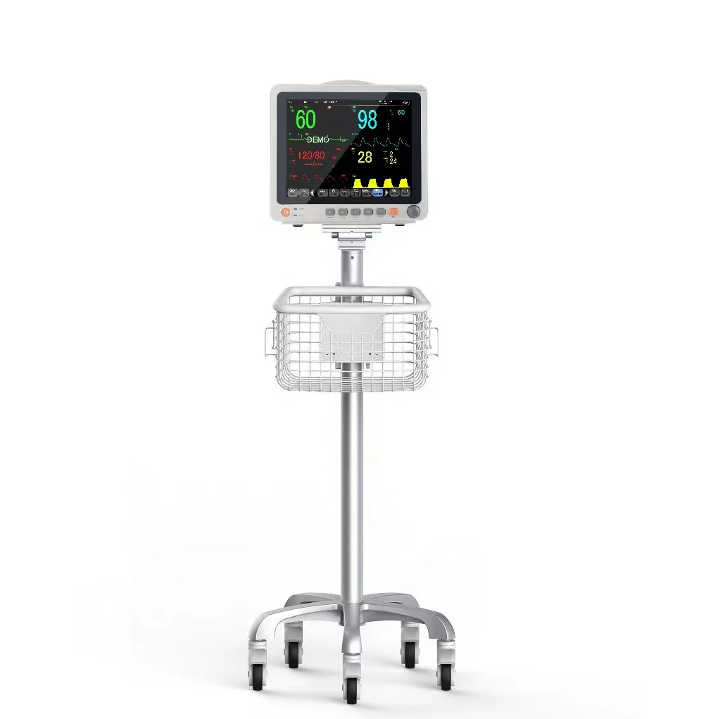 Good Quality Monitor Stand Stainless Steel Medical Instrument Patient Monitor Trolley For Hospital