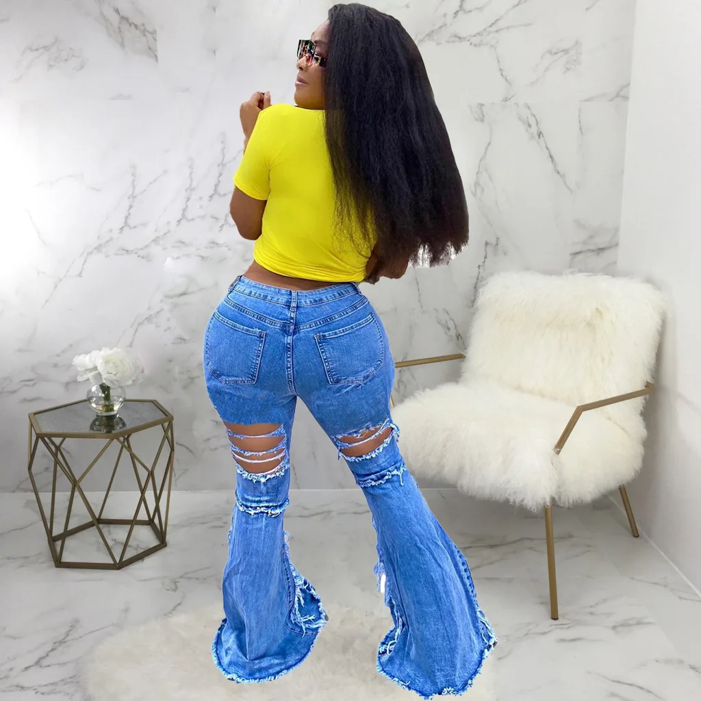 Jeans Women Wholesale High Waist Leisure With Hole Fashion Jeans Clothing