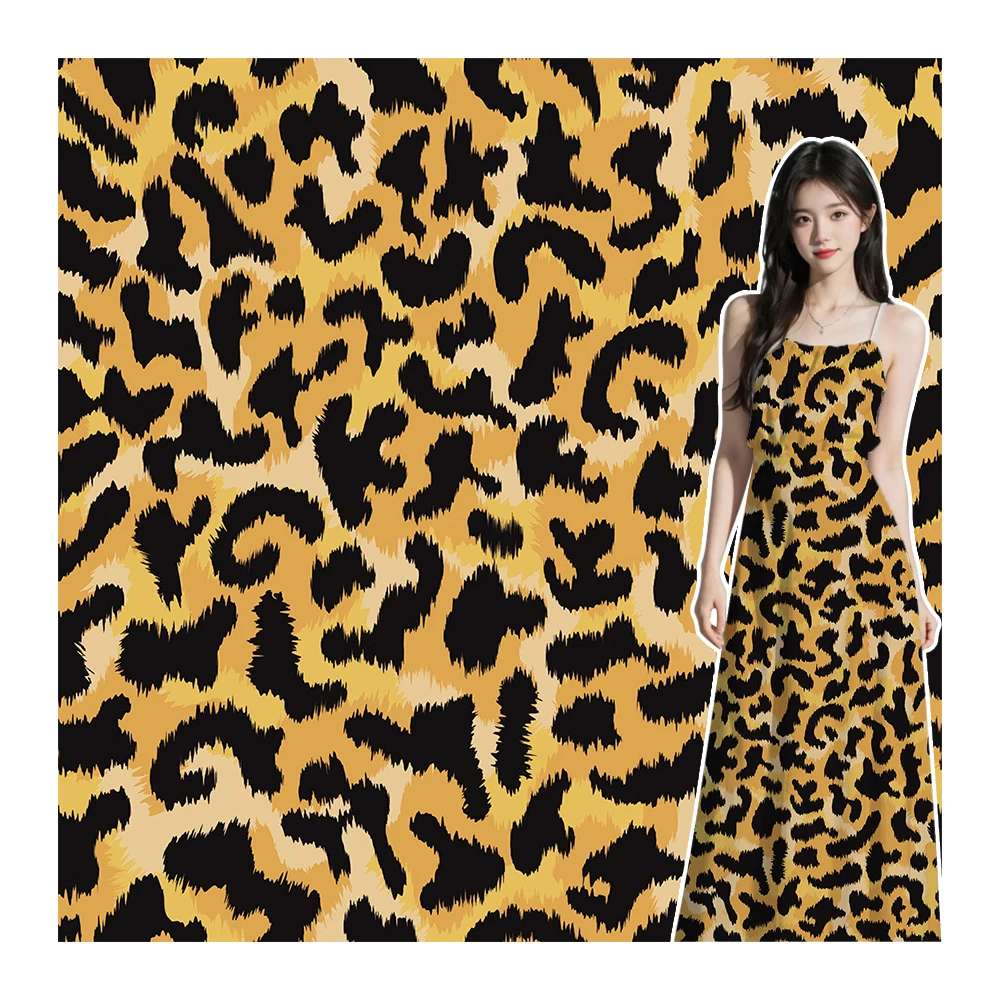 Custom Digital Printing Leopard Print Patterns For Satin Fabric/100% Silk Fabric/Chiffon Fabric.etc