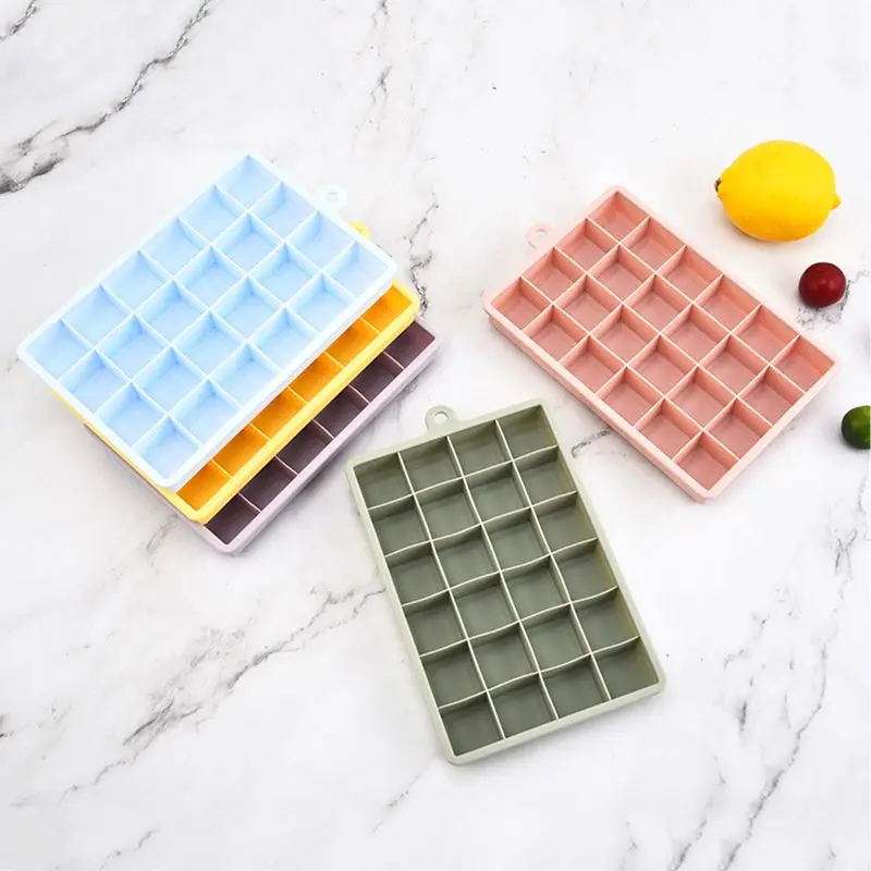 Food Grade Silicone Square Ice Mold Maker for Freezer Easy Release Silicone 24 Holes Ice Cube Tray