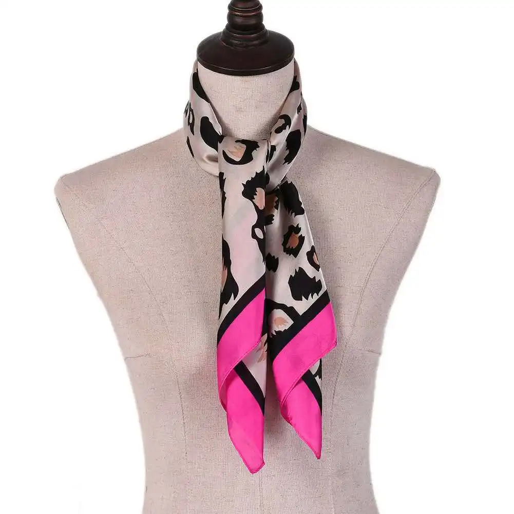 Leopard print small square Multi-usage neck scarf for women women handbag decoration towel