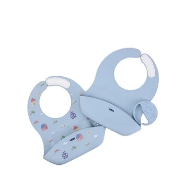 100% Food Grade Silicone Plate New Product Ideas Silicone Baby Bibs With Healthy Feeding Spoon