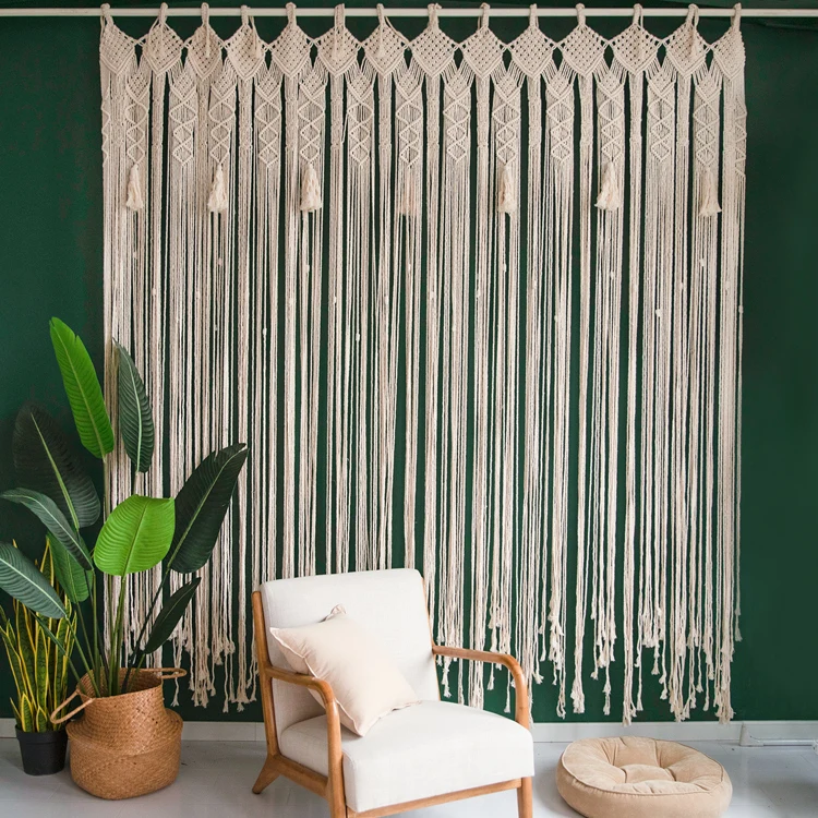Home Accessories Bohemian Cotton Handmade Window Door Curtain Boho Wedding Wall Art Creative Decoration Macrame Wall Hanging