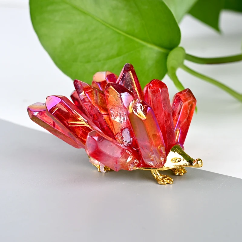 Natural Clear Quartz Hedgehog Crystal Amethyst Citrine Hedgehog Crystal Energy Animal Home Decoration Reiki Healing Crystal Gift