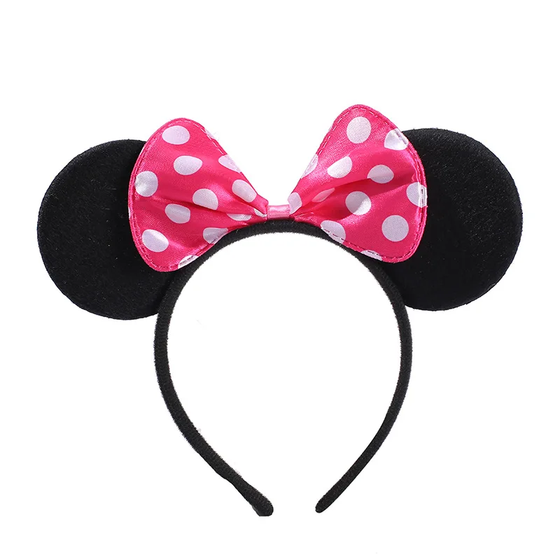 HB282 Wholesale Cheap Cartoon Mouse Ears Headbands Polka Dot Bows Ears Headbands for Girls
