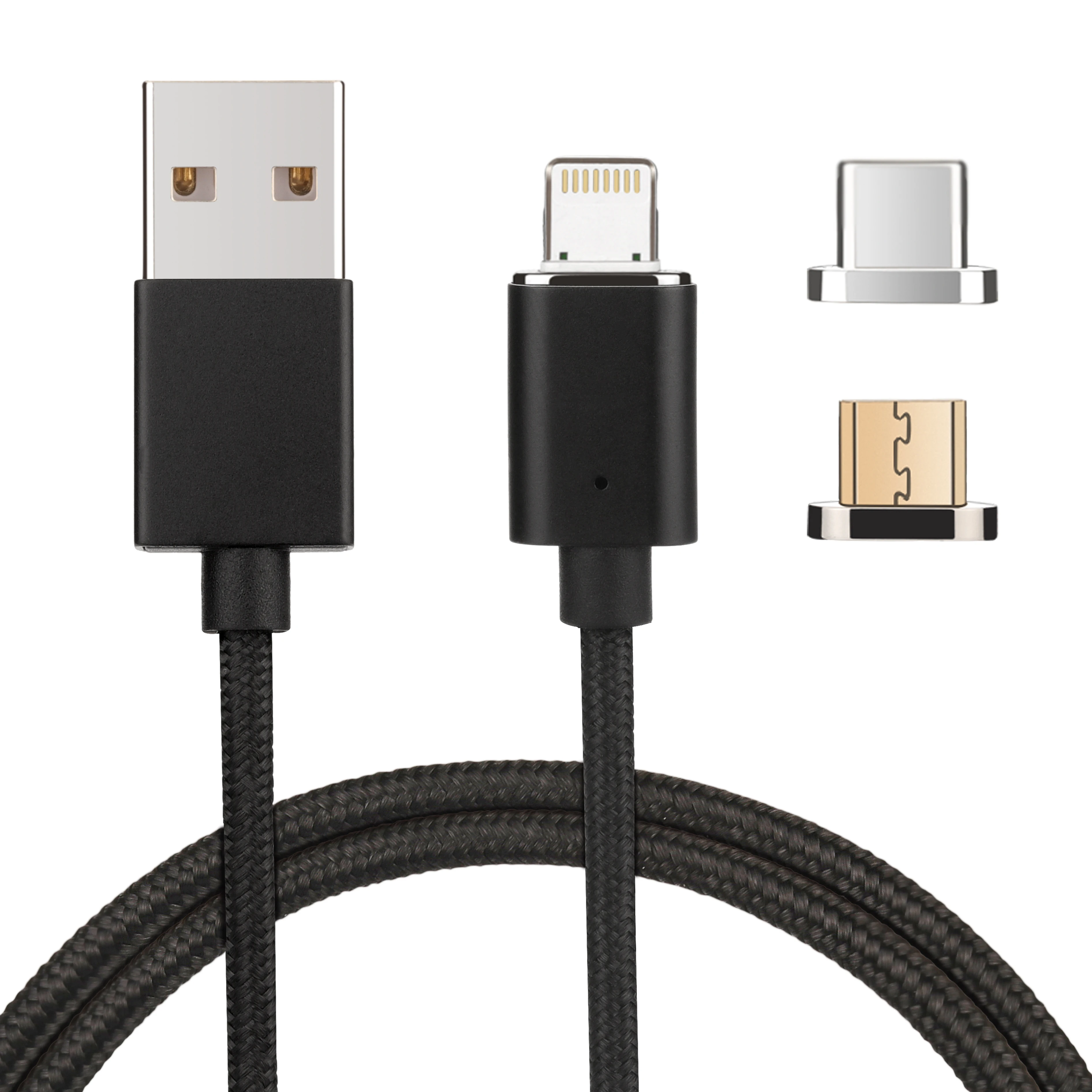 
usb iPhone Android Huawei nylon mobile phone charging cable flat magnetic data cable 