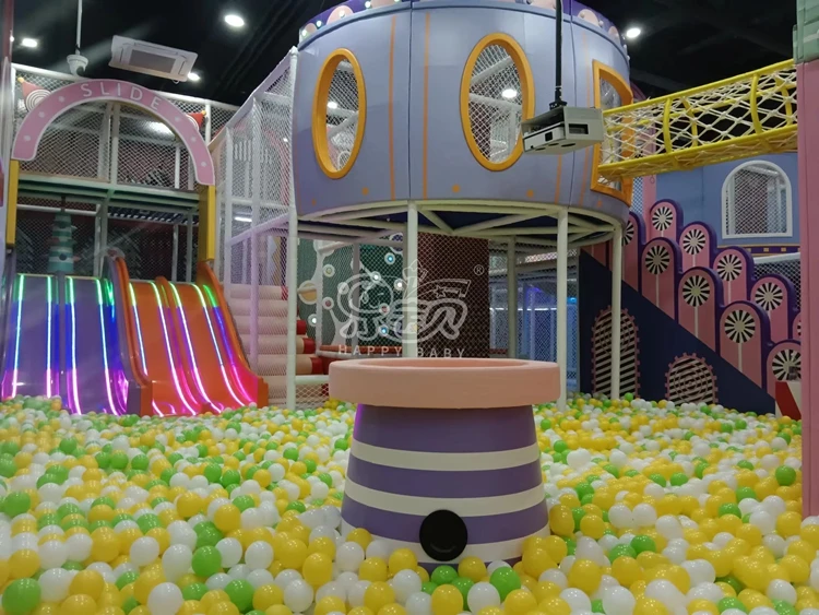Commercial Customized Playground Equipment Large Size Children Play House With Big Slide For Sale