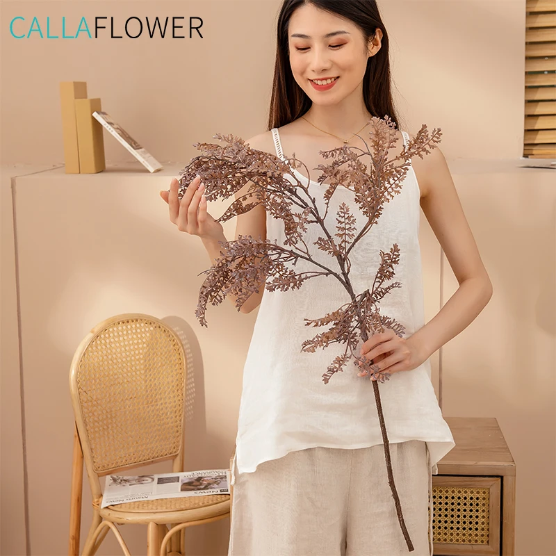 MW82105 Factory Direct Sale Artificial Dry Two Fork Fog Branch Artificial Plastic Plant 90 Soft Rubber Material For Party Deco