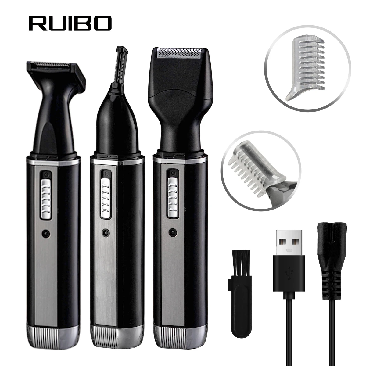 2024 4in1 Electric Nose Hair Trimmer Multifunctional Sideburns Shaver with USB Power Source for Household and Hotel Use