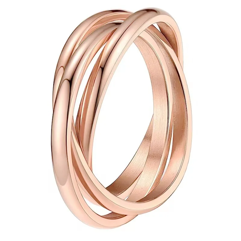 Fashion 6 colors Stainless steel three circle couple ring Anti-anxiety ring for men women