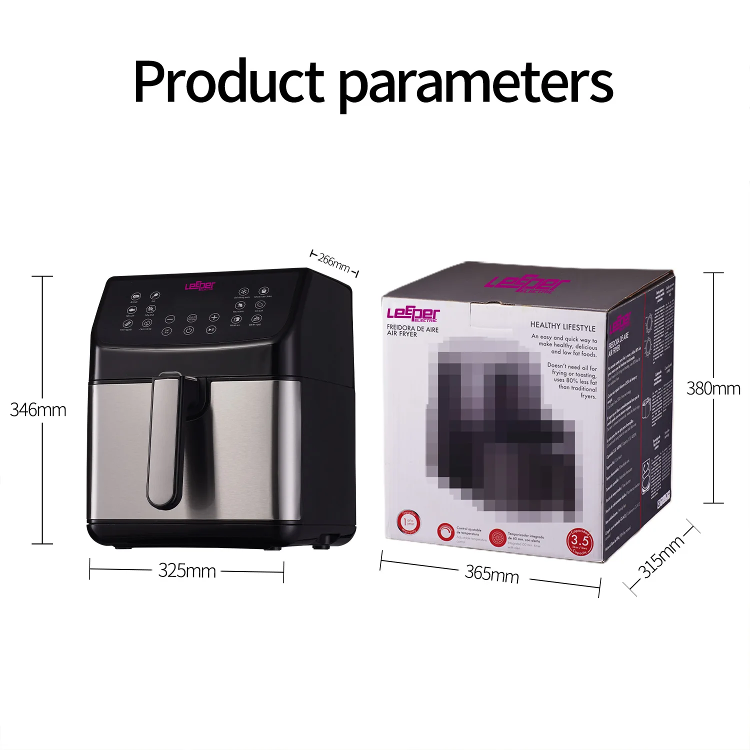 Air Fryer 7L Touch Screen Double basket Easy Clean Non-stick Coat Without Oil