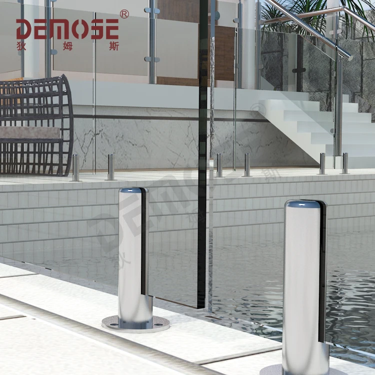 fascia mount stainless steel spigot glass railing for balcony with slot tubular handrail