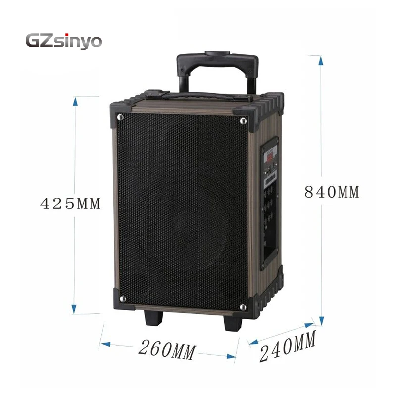 8inch karaoke Blue tooth charging wooden speaker with wireless mirophone/portable trolley speaker box/music audio amplifier