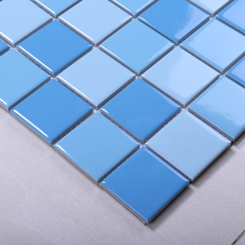 Glazed mosaic floor tiles mixed blue glossy ceramic mosaic swimming pool tiles