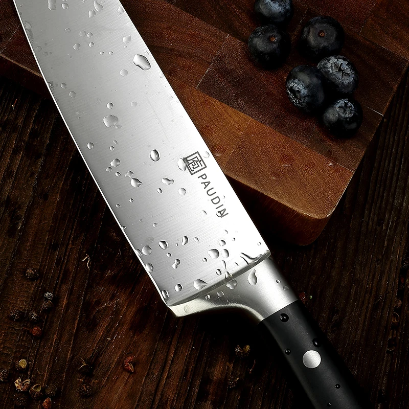 Hot Sale Full Tang 8 Inch German High Carbon Steel Kitchen Chef Knife With Natural Ebony Wood G10 Handle Knives Custom