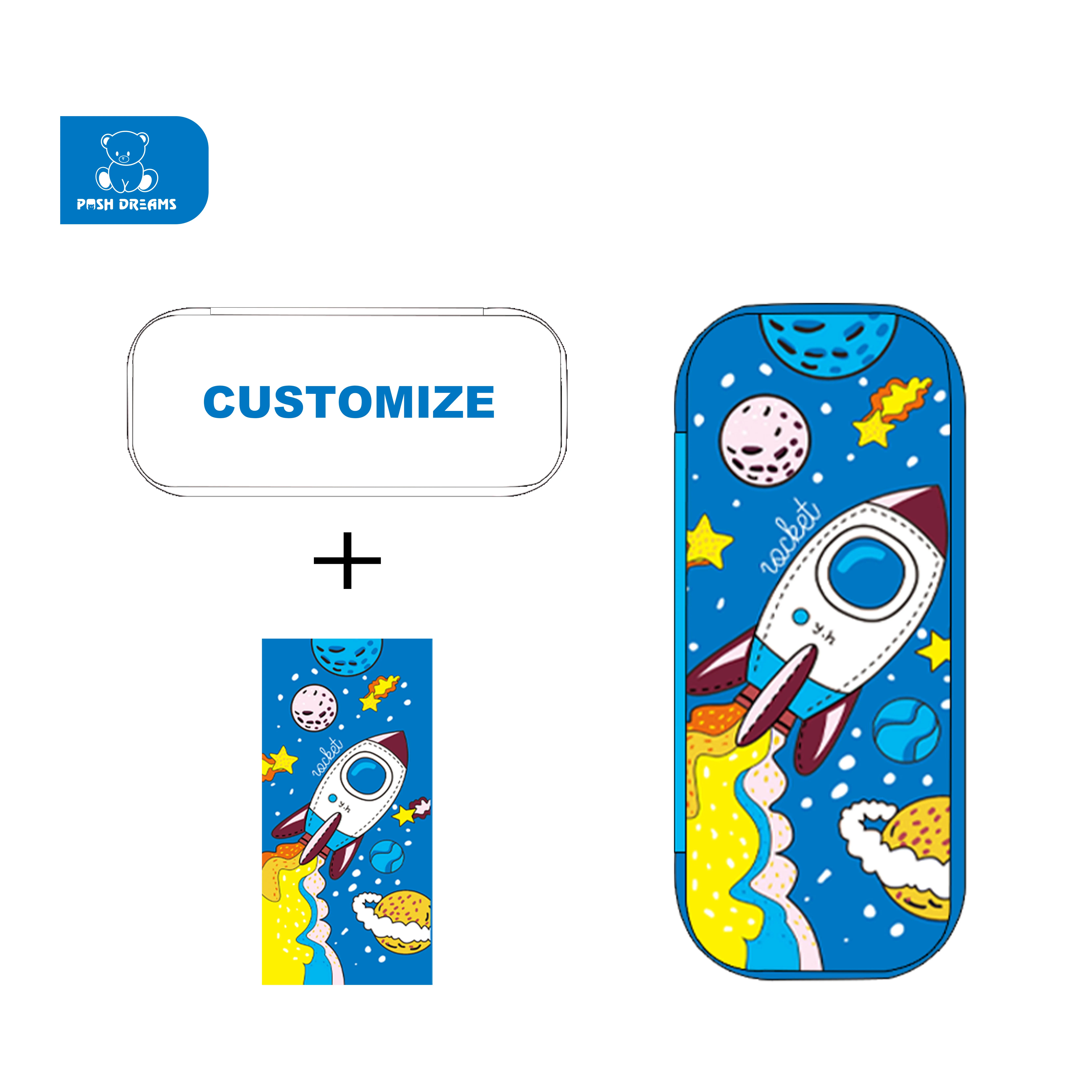 POSH DREAMS  Customizable pattern logo large capacity 3d eva cloth cartoon pencil case canvas pu pencil pouch