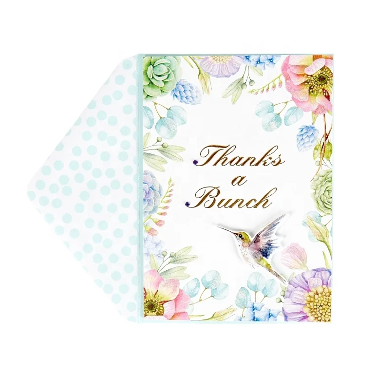 Спасибо 3D сложенные открытки ручной работы, производство Китай, сделанные на заказ поздравительные открытки большого качества