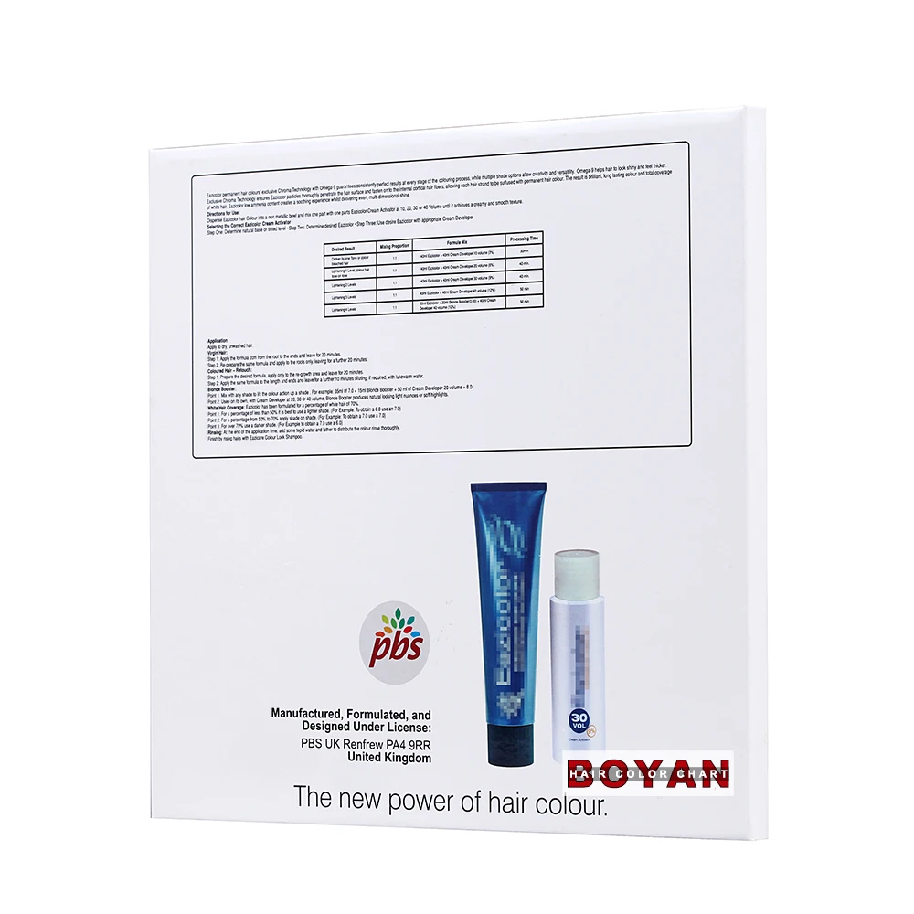 Color choice 2-page hair dye color swatch chart for hair cream