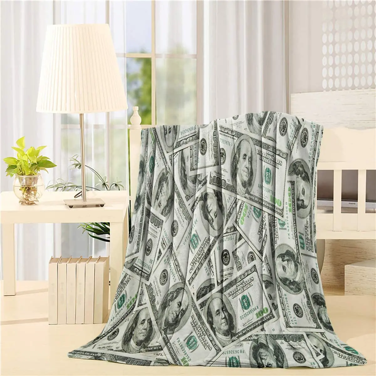 Hot selling Dollar Blanket 100 Million Bill Throw Blanket Design Wealth Flannel Fleece Blanket for Bedroom Couch Sofa