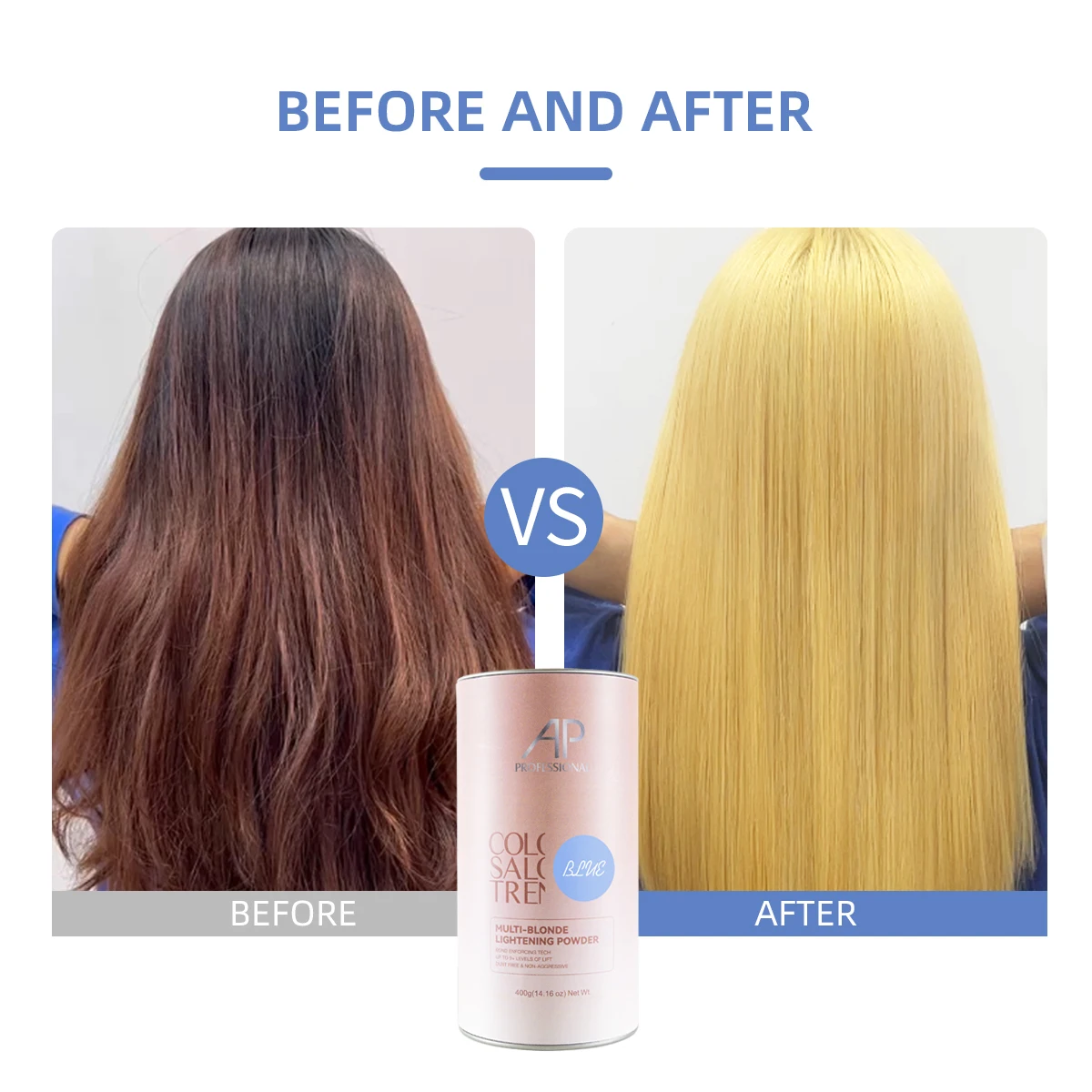 Salon Professional Custom Strong Fade Dust-Free Blue Level 9 Hair Bleaching Powder for Hair Color Dye