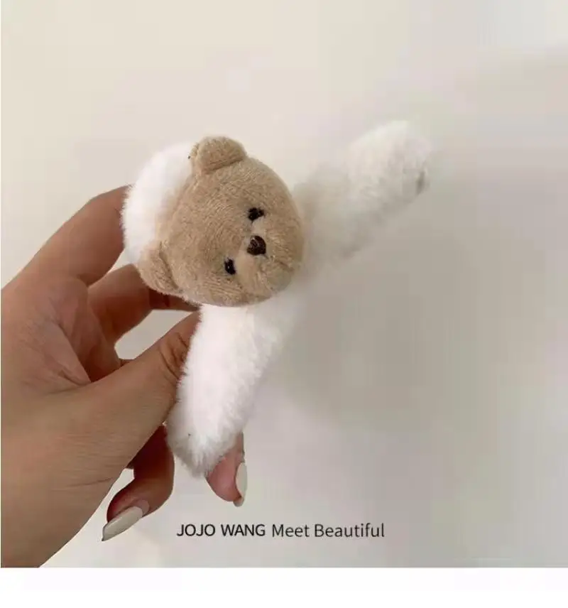 fashion  Cute girls brown bear plush hair claws Korean trendy large winter fur clips lamps barrettes