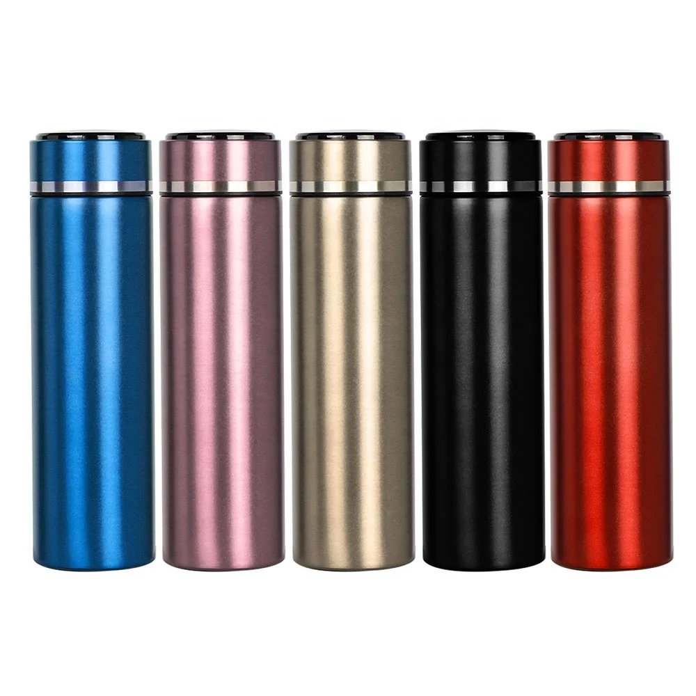 Stainless Steel Custom Logo Color Reusable Replaceable Battery Vacuum Insulated Water Cup With Temperature Display
