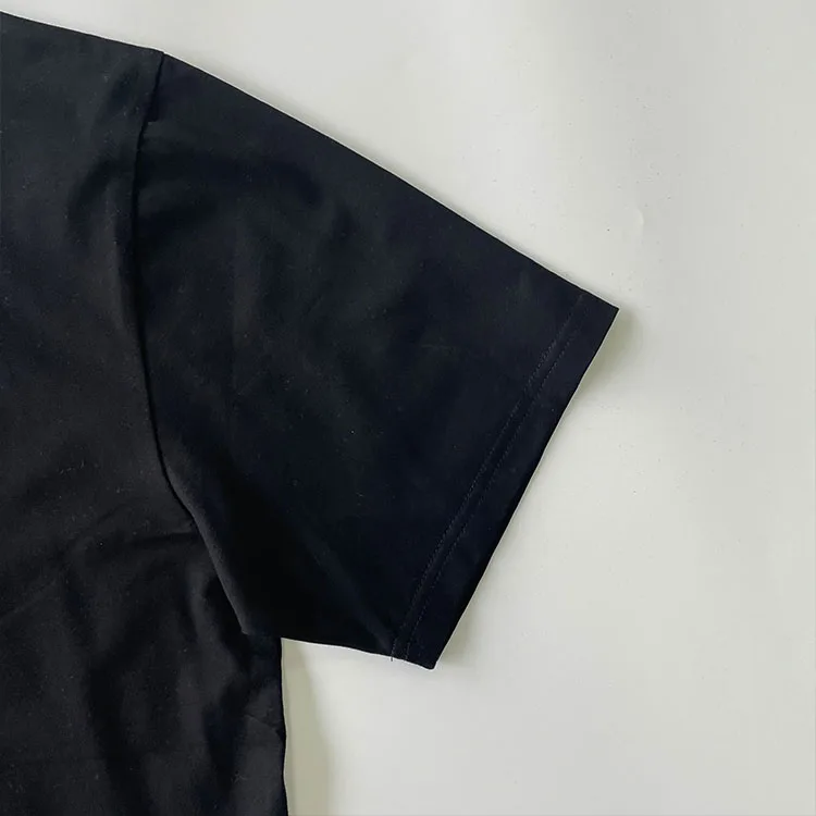 Wholesale Custom Black Colour Logo Men Casual Cotton 100 Cotton Knit Custom Printing Logo Tee Teeshirt