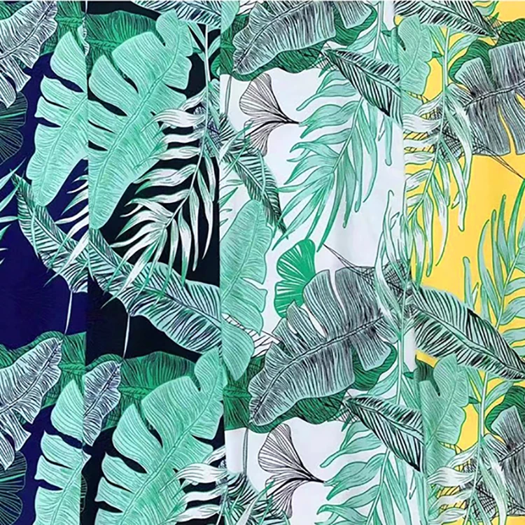 Wholesale Custom Textile Leaves Pattern Printed 100% Rayon Viscose Challis Fabric In Thailand