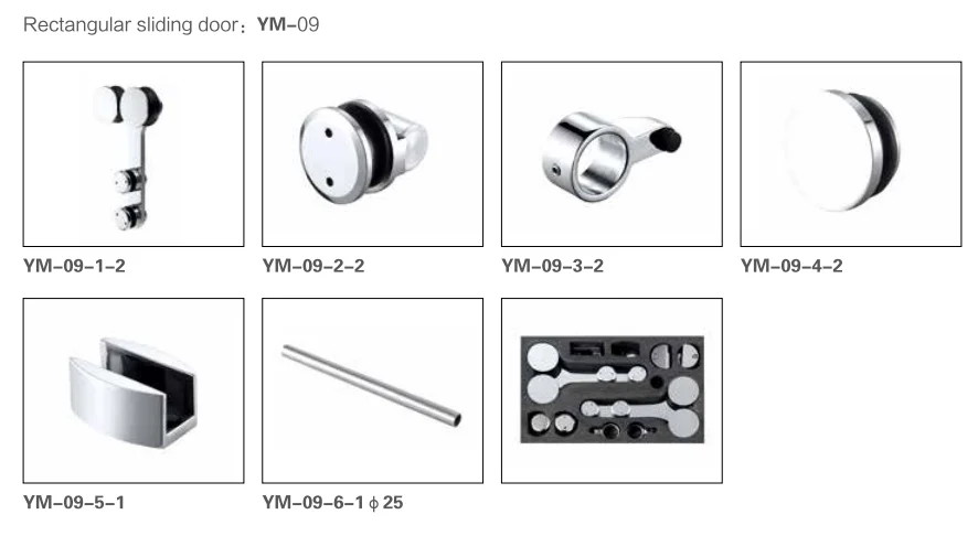 Frameless Bathroom Shower Room Stainless Steel Glass Sliding Door Fittings Hardware Accessories
