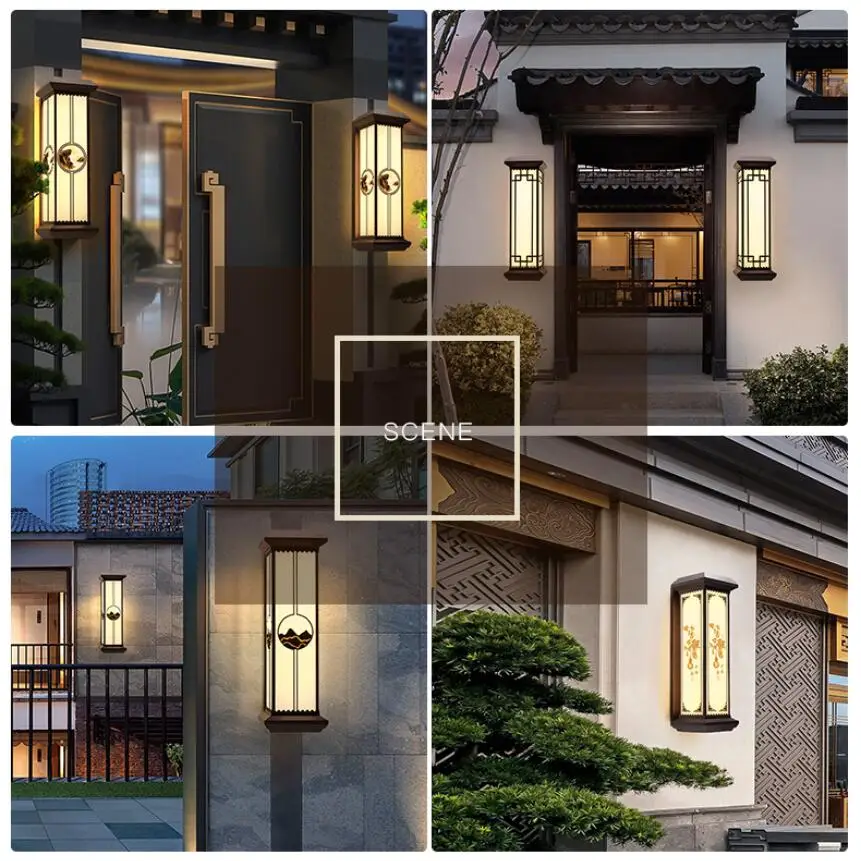 JENSJ Modern Style Outdoor LED Wall Lamp IP65 Waterproof Garden Lamp with Solar Panel Power Supply  Wall Mounted Fancy Lighting