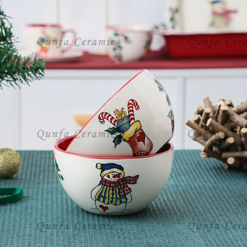 Wholesale custom decals baking pan porcelain ceramic plates christmas dinnerware sets