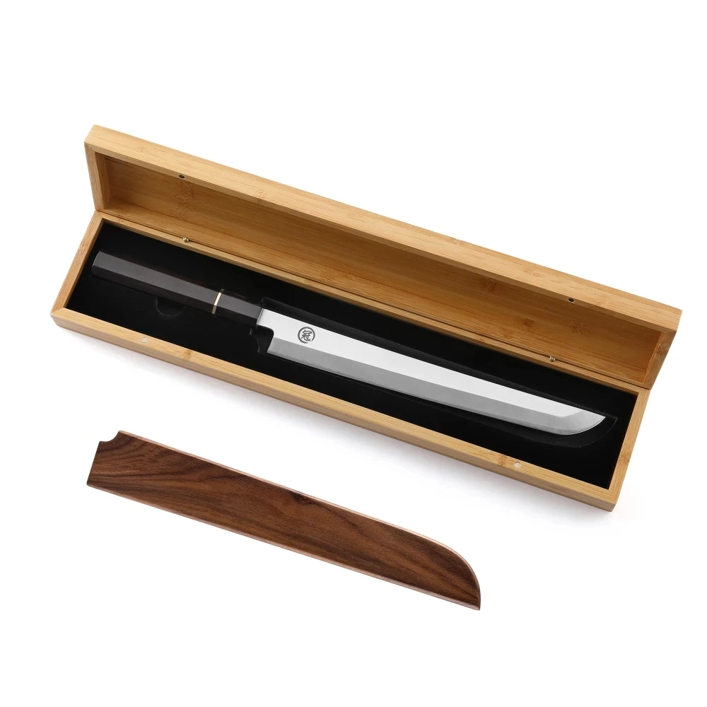 Professional High Carbon Stainless Steel Japanese Sushi Knife Kitchen Filleting Salmon Sashimi Chef Knife with Wood Handle