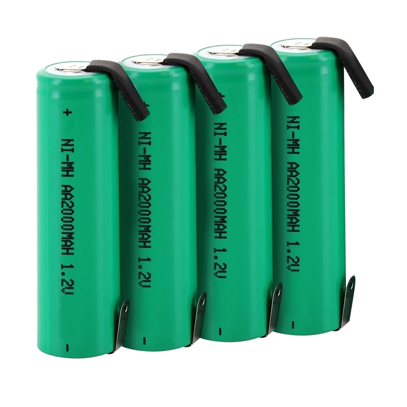 Jieyo NI-MH Battery AA Size 1.2v 2000mah NIMH Rechargeable Cylindrical Batteries Cell Flat Top With Tabs For Trimmers Razors