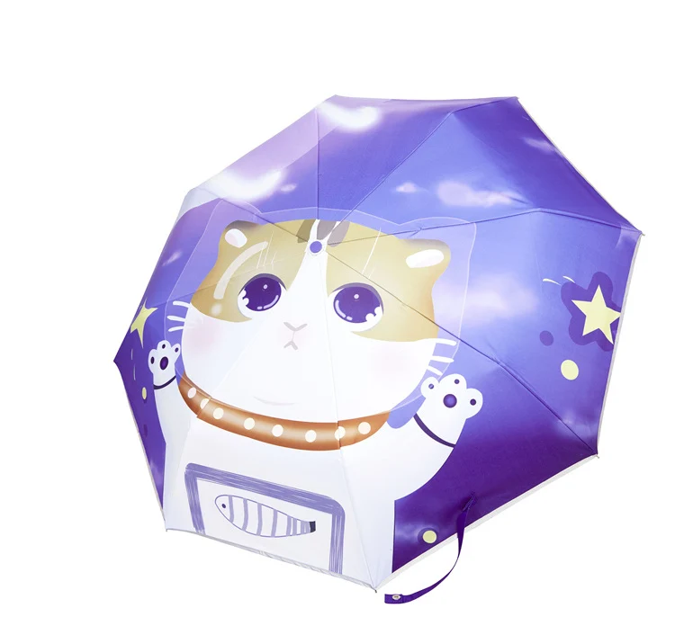 Trending hot products anti-rebound kids umbrella quality guarantee three-folding pongee umbrella