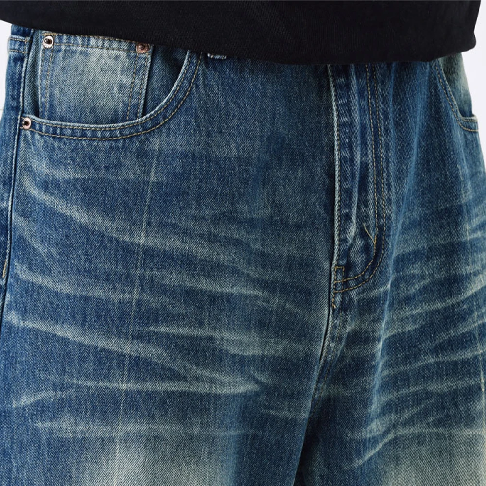Custom streetwear acid washed denim Y2K vintage mens jeans loose fit  jeans oversized Jeans Pants