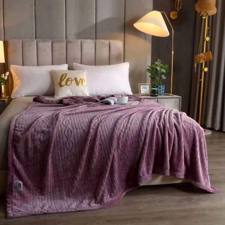 super soft cashmere Jacquard fleece blanket for winter