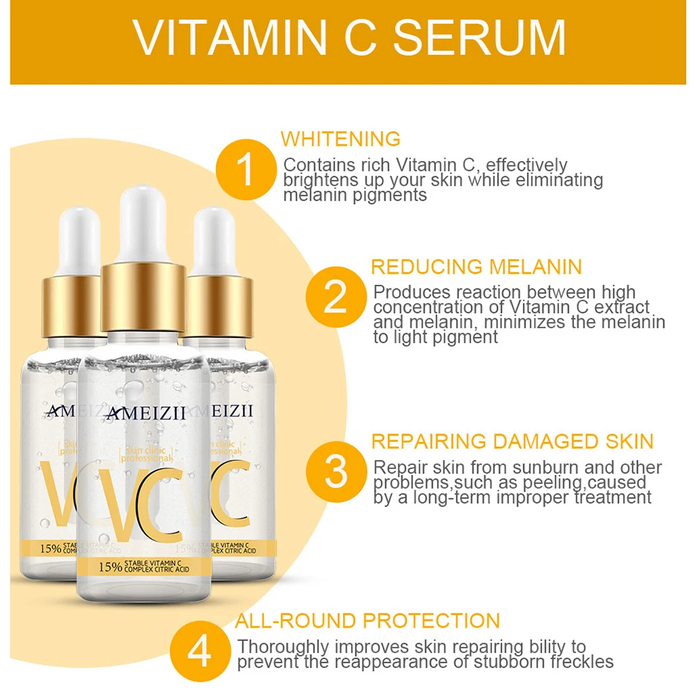 Organic Brightening Vit VC Vitamin C Serum Facial Serum Anti Aging Anti Wrinkle Whitening Moisturizing Facial Serum