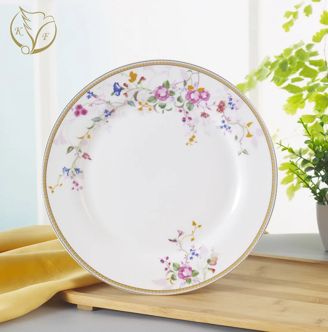 new design round pink decal porcelain ceramic dinner plates sets
