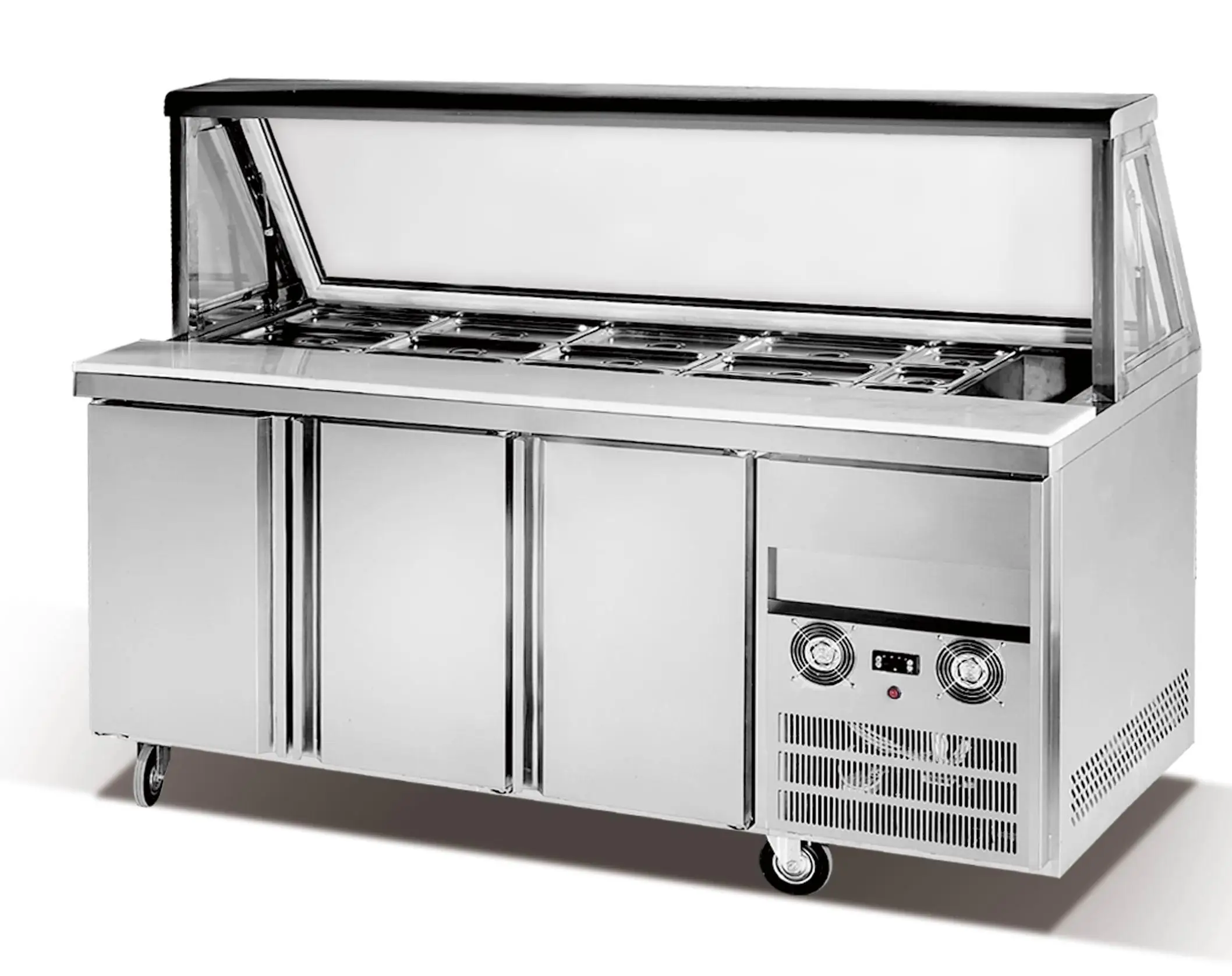 Kitchen cooler cabinet workbench pizza counter salad bar chiller freezer Refrigerator Salad Table Pizza Commercial Prep Fridge