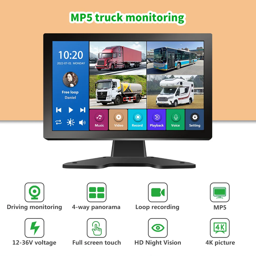10 36 дюймов 4 канала с разделенным экраном автомобиля Mp4 Dvr записывающее устройство для контроля уровня сахара в крови Ahd фронтальная камера заднего вида резервного копирования