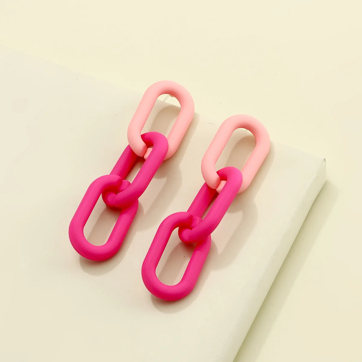 Acrylic Colorful Spray Paint Geometric Earrings Rainbow Painting Long Chain Shape Acetic Acid Dangle Earrings for Women Jewelry