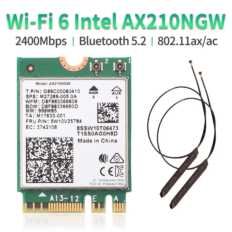 Сетевая карта 5400 Мбит/с 2 4G/5G/6G 802.11AX WIFI 6E In-tel AX210NGW AX200 BT 5 беспроводной адаптер PCIE PCI Express AX210